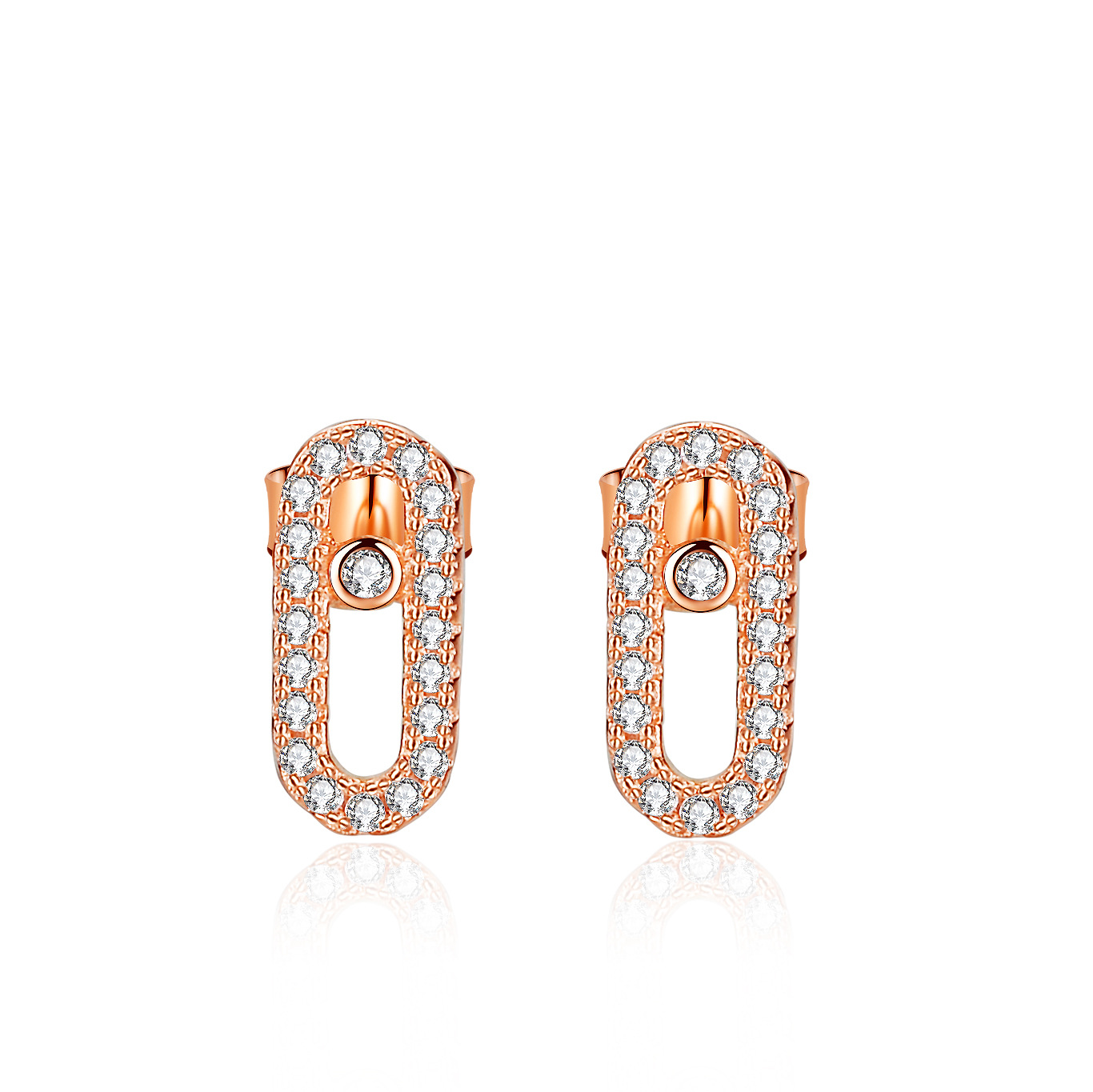 Paperclip Full Pave Moissanite Stud Earrings
