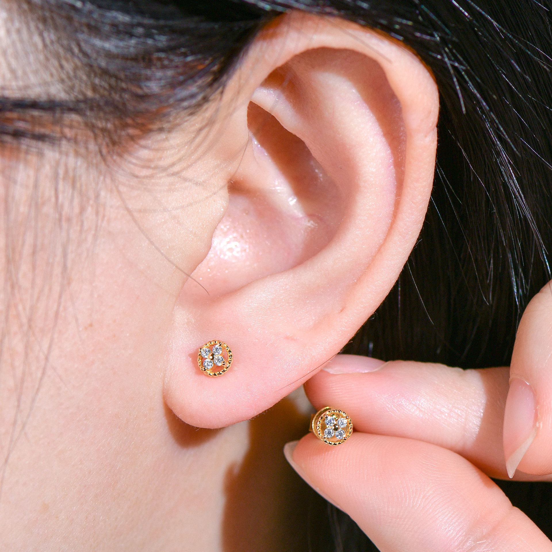 Lucky Promise Moissante Stud Earrings