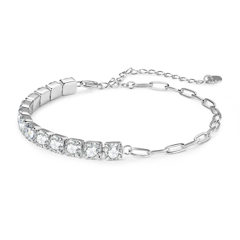 Half Paperclip and Tennis Moissanite Bracelet-VOOGME