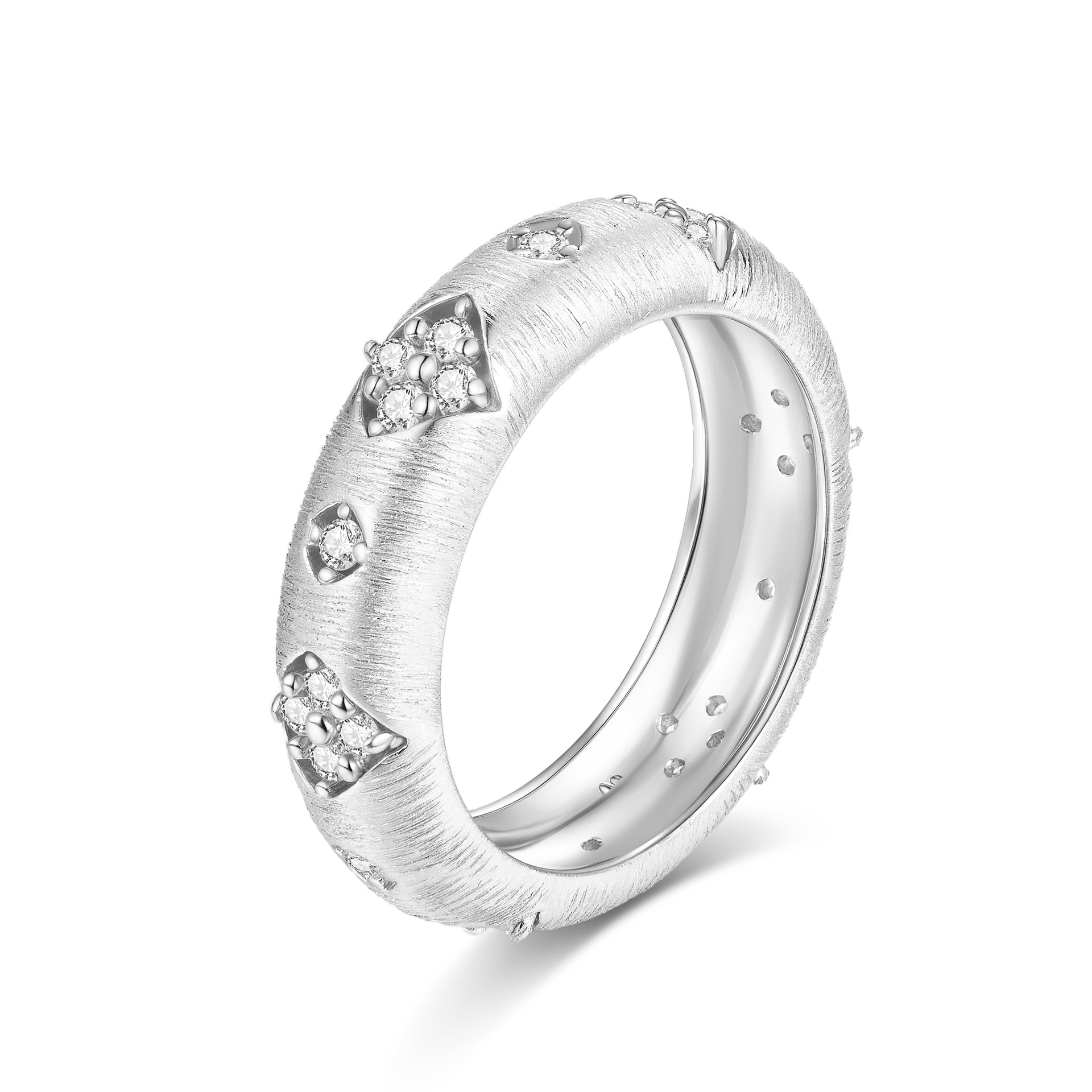Nixie Brushed Finish Moissanite Ring
