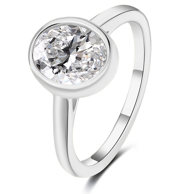 Bezel Oval Moissanite Ring