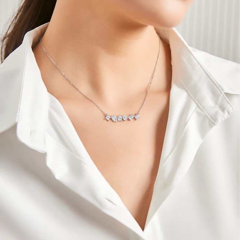 Six-Shape Fancy Moissanite Necklace