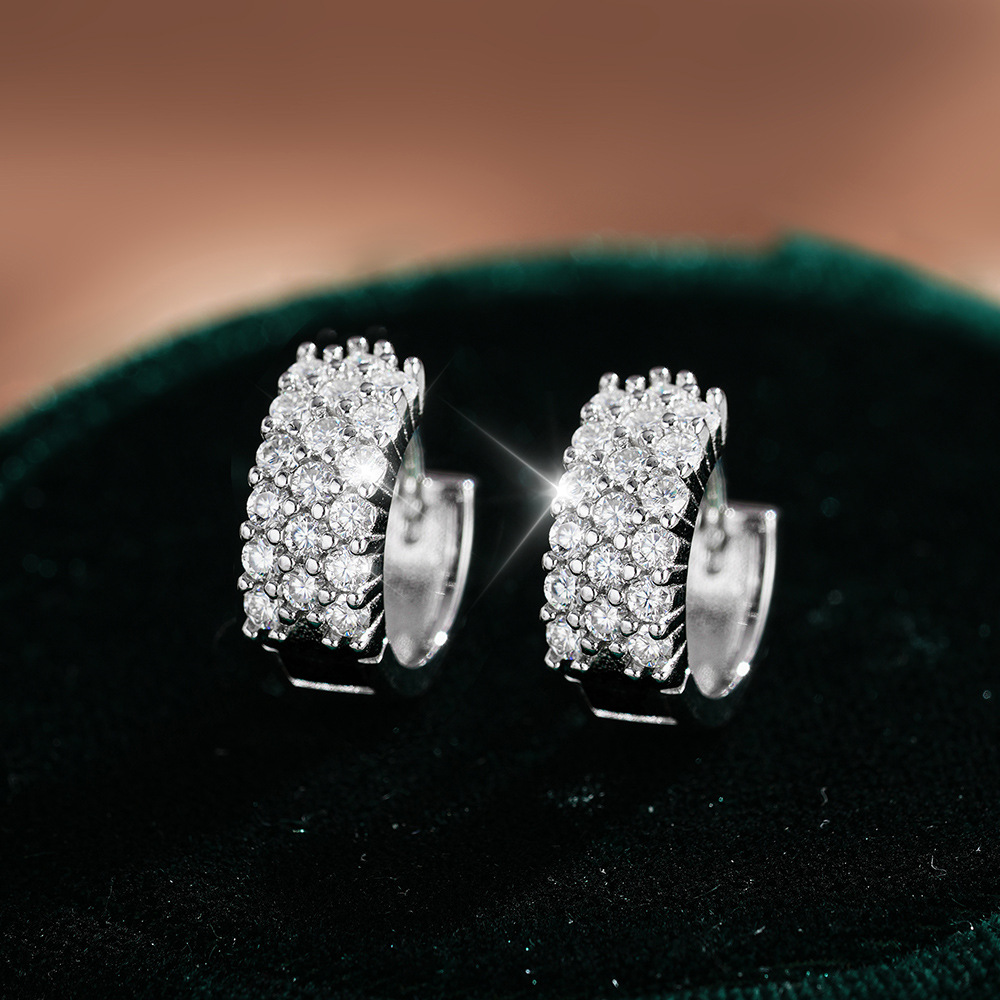 Gaia Three-Row Moissanite Hoop Earrings