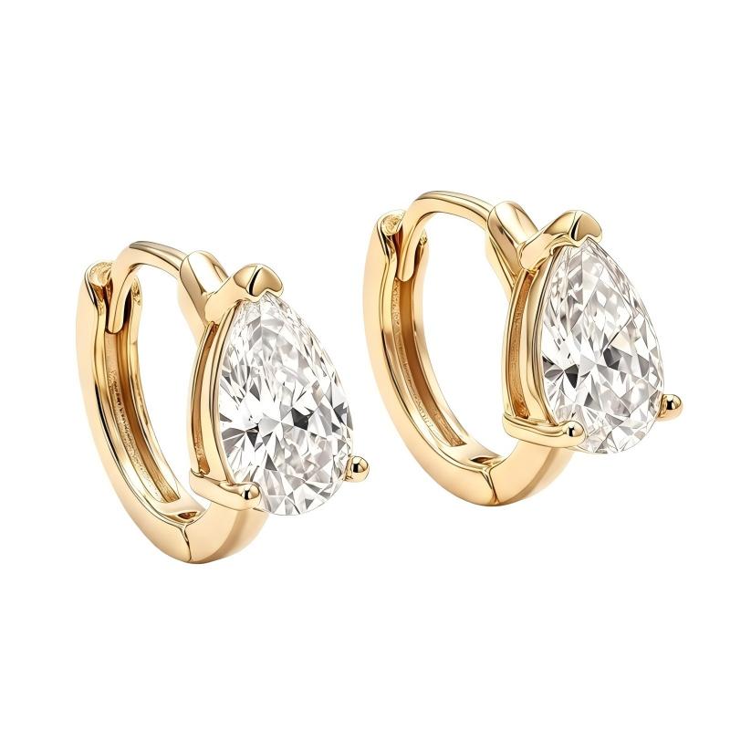 Pear Moissanite Hoop Earrings