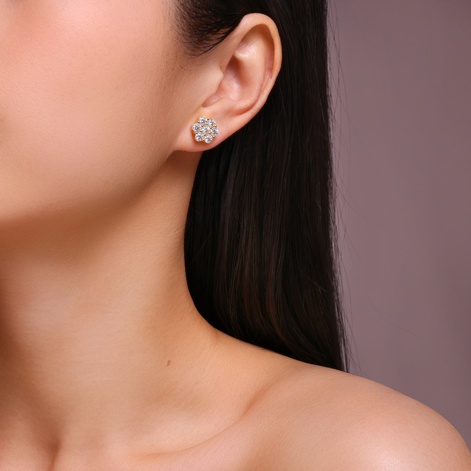 Flower Seven-Stone Moissanite Stud Earrings