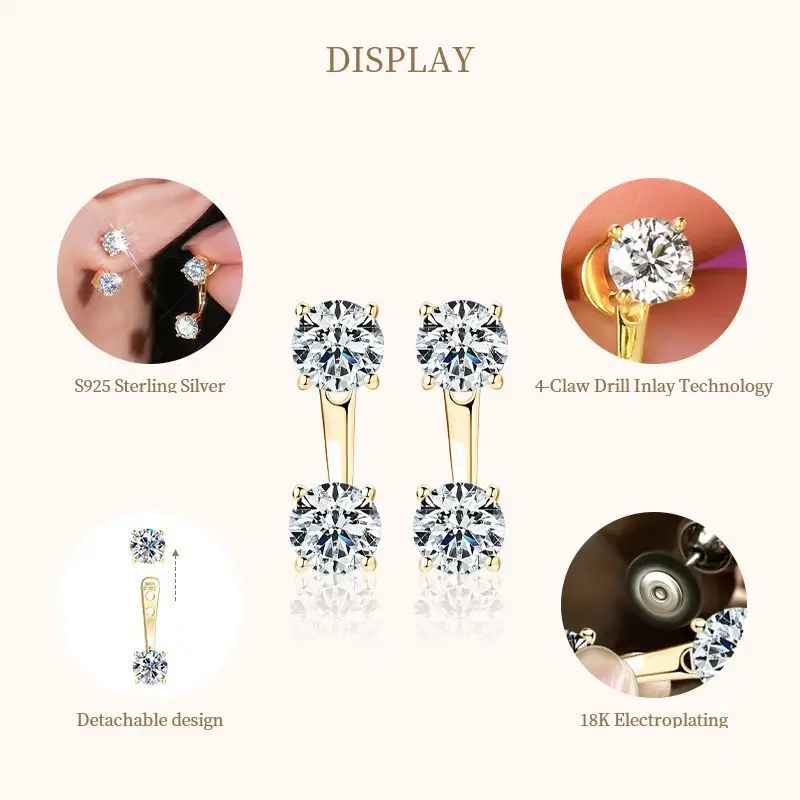 Double Round Moissanite Stud Earrings