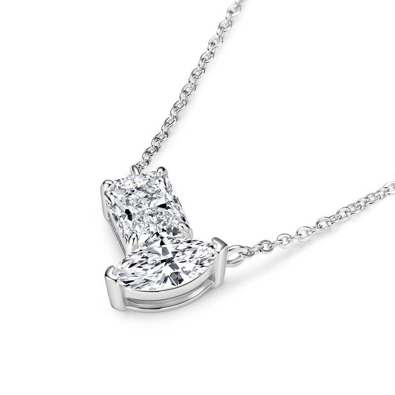 Radiant and Marquise Moissanite Necklace-VOOGME