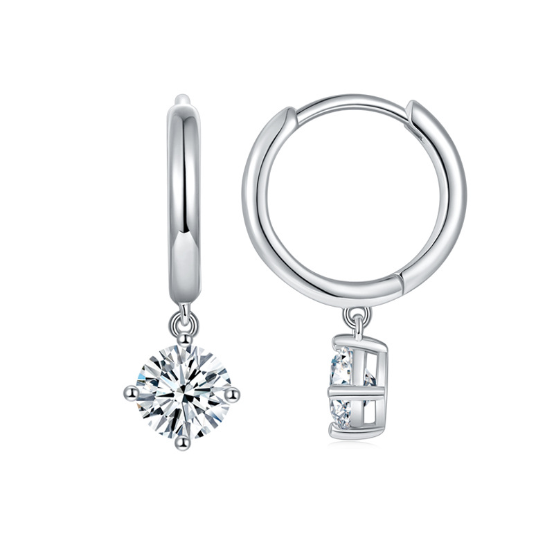 Classic Four Claw Moissanite Drop Earrings