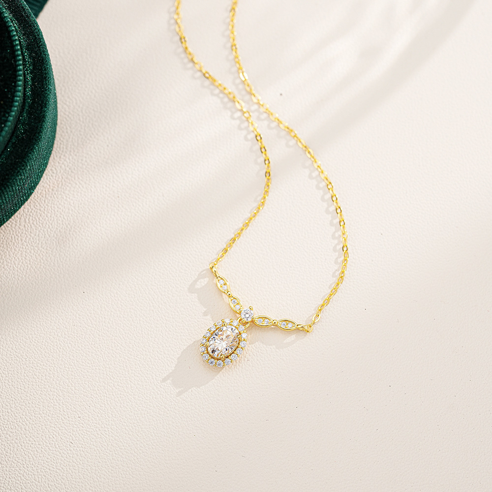 Secret Garden Halo Oval Moissanite Necklace