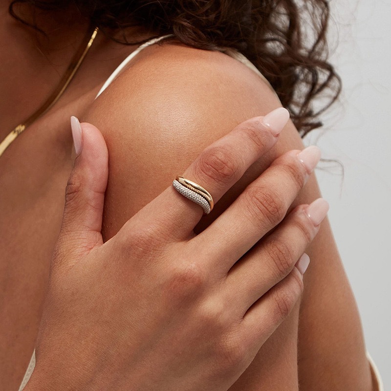 Duo Row Curved Ring
