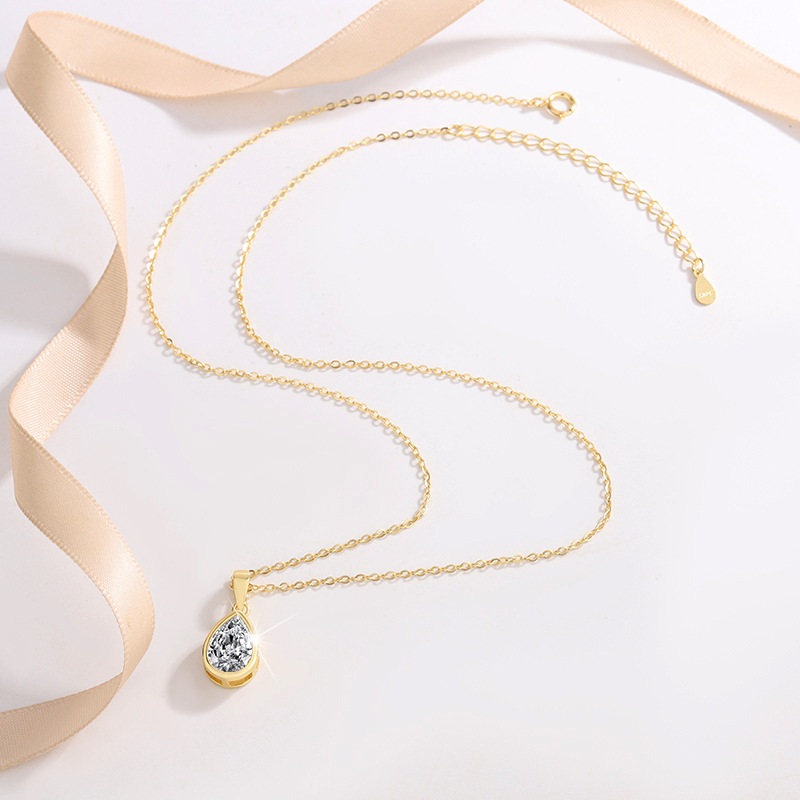 Bezel Pear Moissanite Necklace