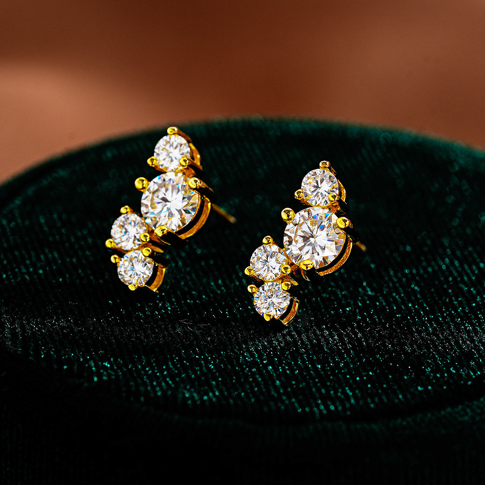 Wisteria Cluster Moissanite Stud Earrings