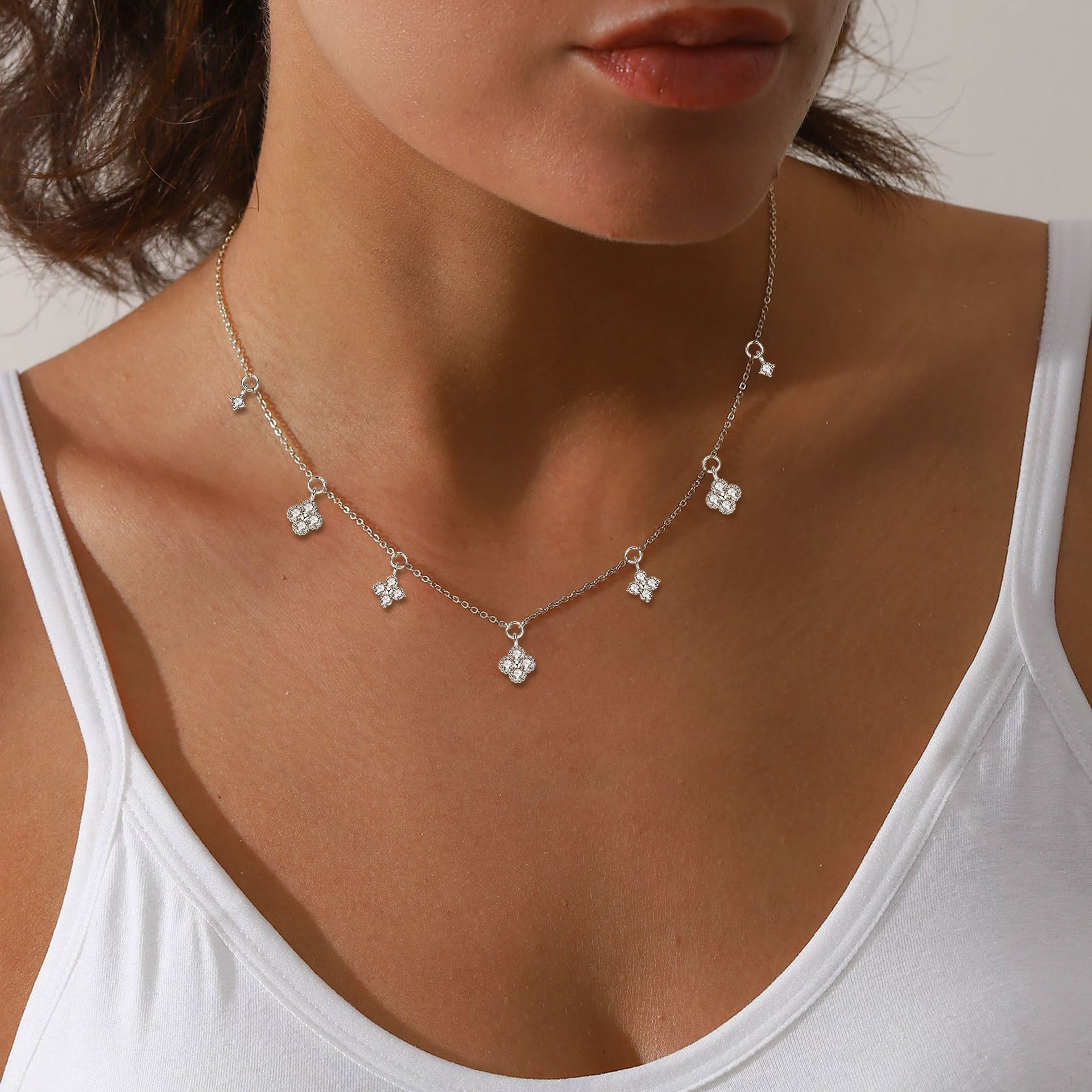 Creed Clover Moissanite Necklace