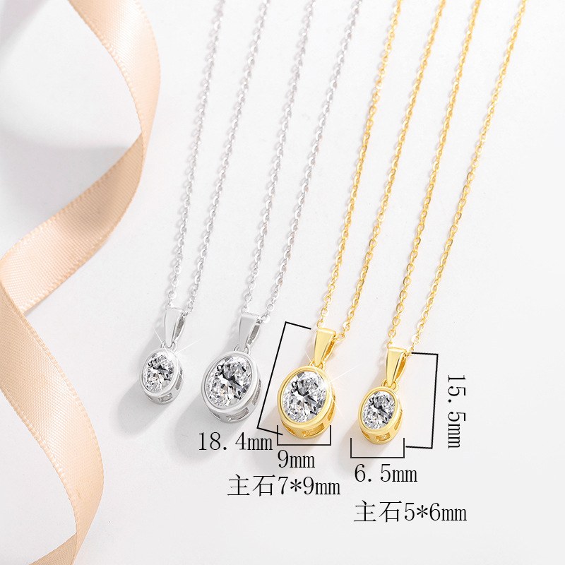 Bezel Oval Moissanite Necklace