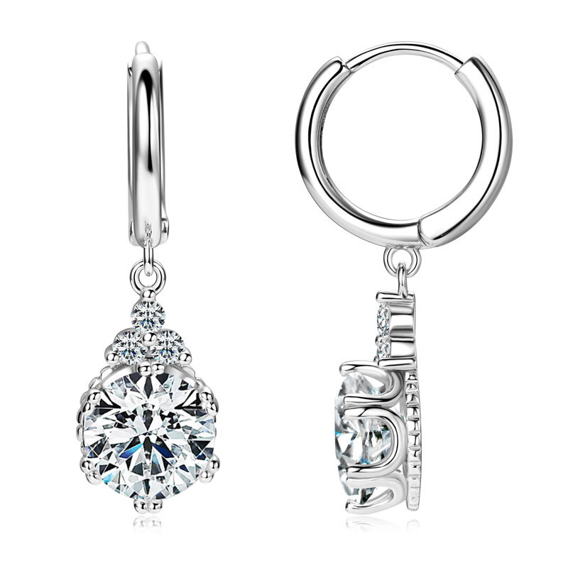 Crown Moissanite Hoop Earrings