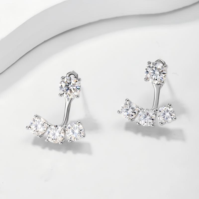 Cluster Round Moissanite Jacket Earrings