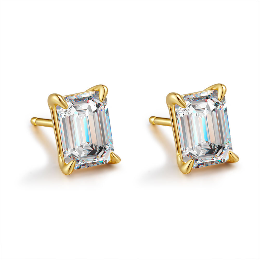 Classic Emerald Moissanite Stud Earrings