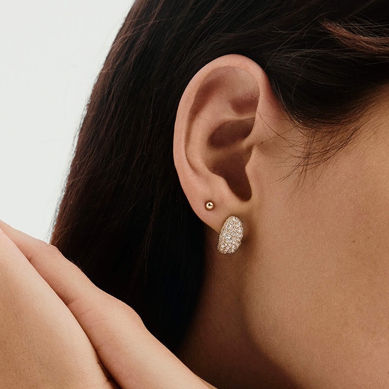 Dome Pave Hoop Earrings