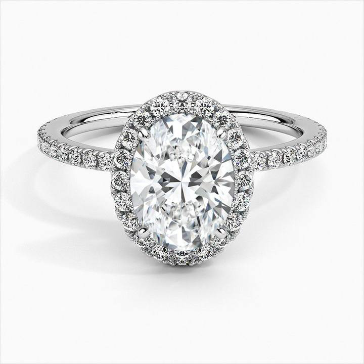 Oval Shape Halo Moissanite Engagement Ring 2.0 ct-VOOGME