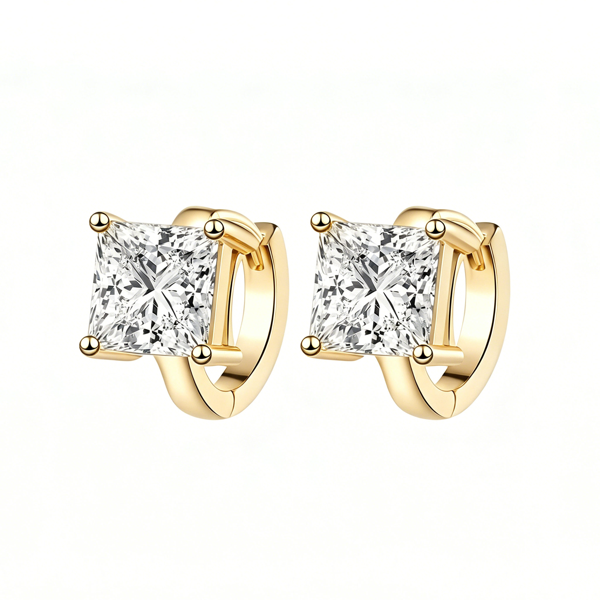 Classic Princess Moissanite Hoop Earrings