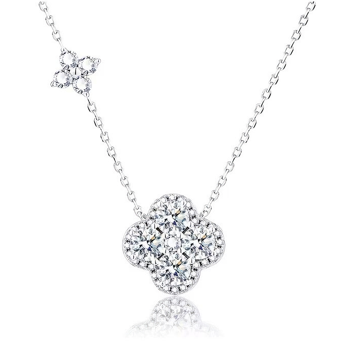 Double Lucky Clover Moissanite Necklace