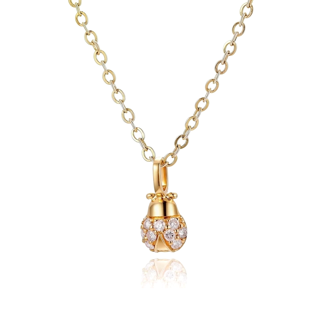 18K Gold Miraculous Ladybug Lab-Created Diamond Pendant