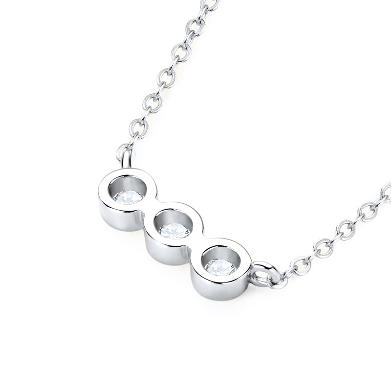 Bezel Setting Three Stones Moissanite Necklace-VOOGME