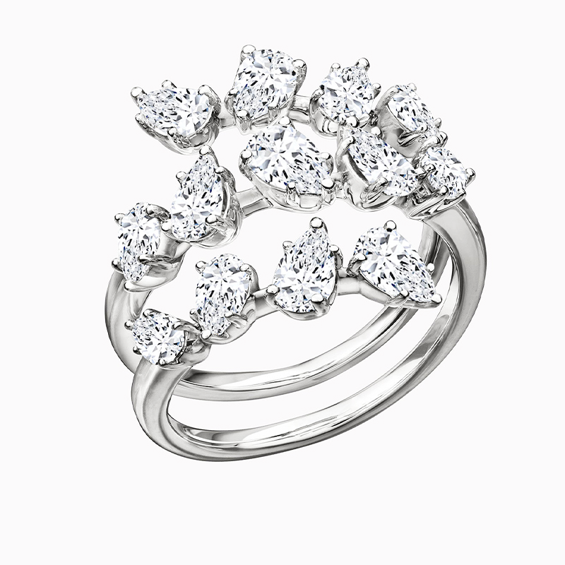Pear Moissanite Spiral Ring Band-VOOGME