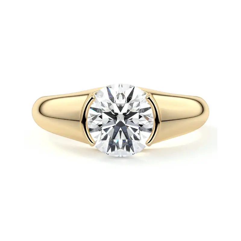 Half Bezel Moissanite Engagement Ring