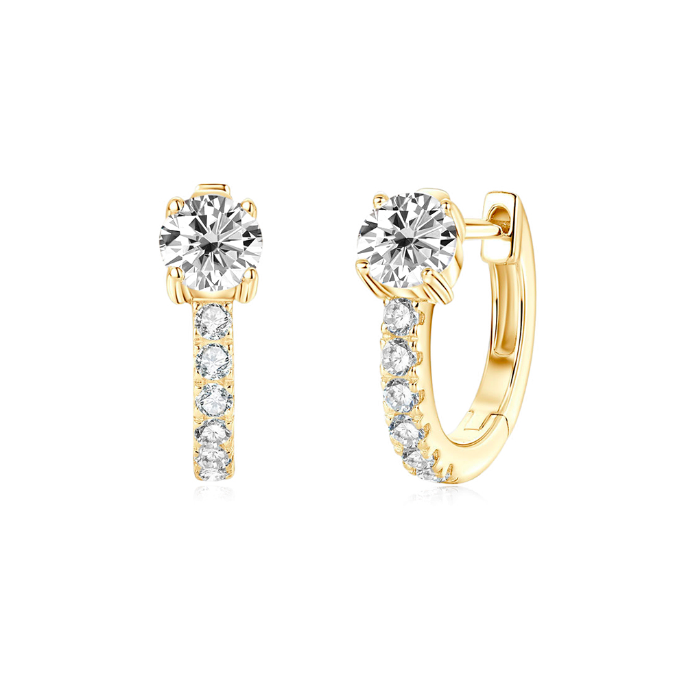 10K Gold Moissanite Hoop Earrings