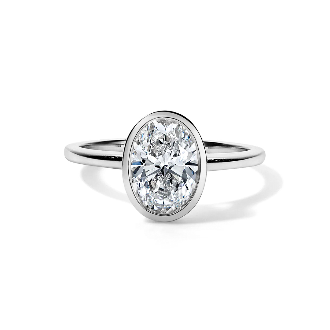 Bezel Oval Moissanite Ring