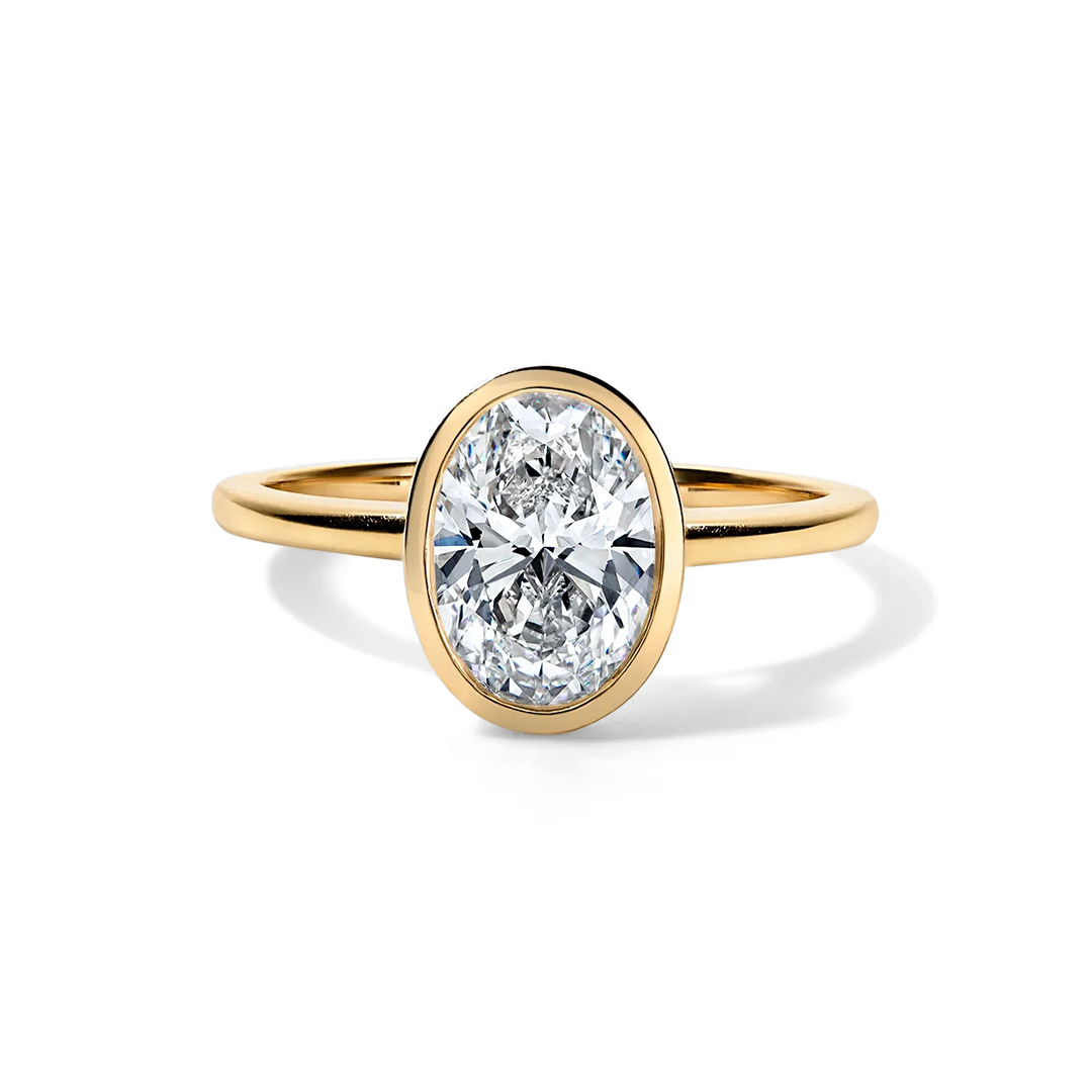 Bezel Oval Moissanite Ring