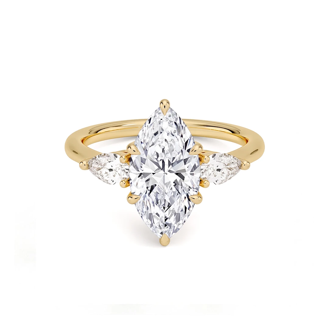 Opera Three-Stone Marquise Moissanite Ring