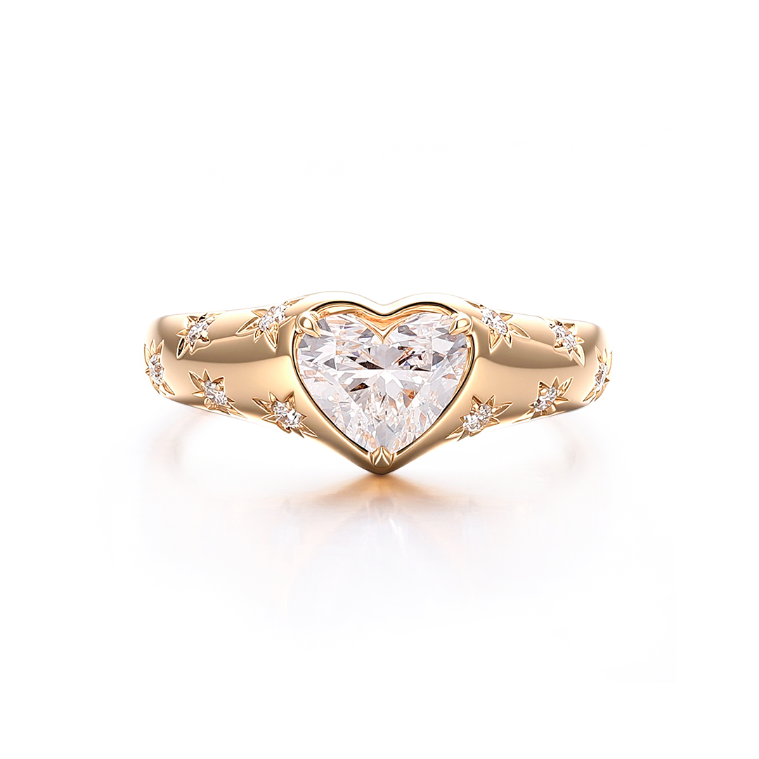 Bezel Heart Star Moissanite Ring