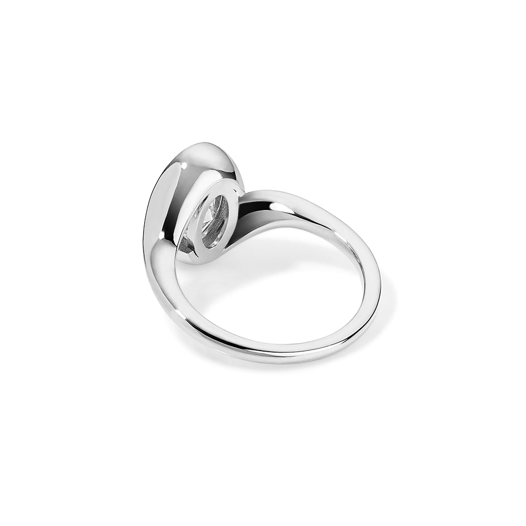 Half Bezel Oval Lab-Created Diamond Ring