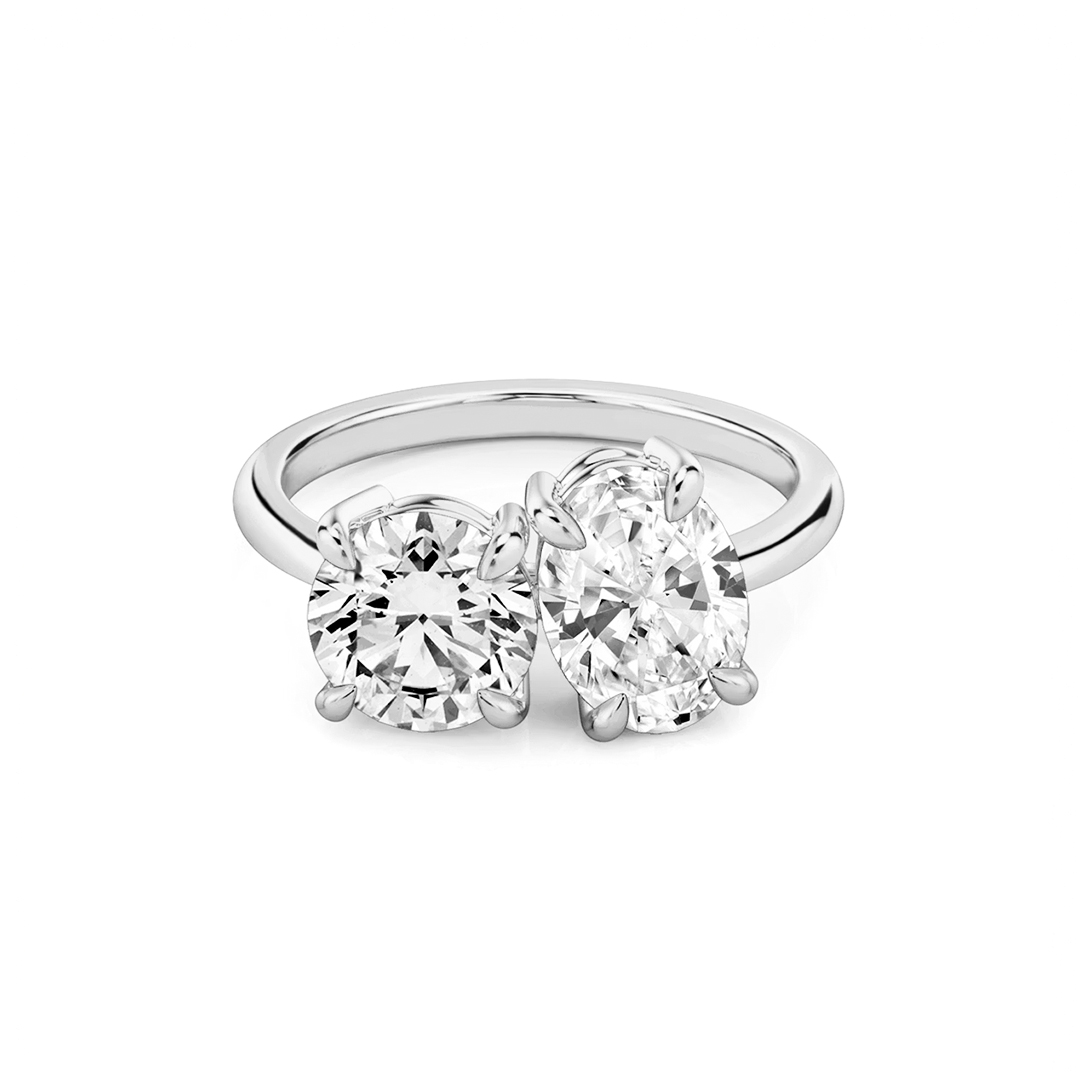 Toi Et Moi Emerald and Pear Moissanite Ring