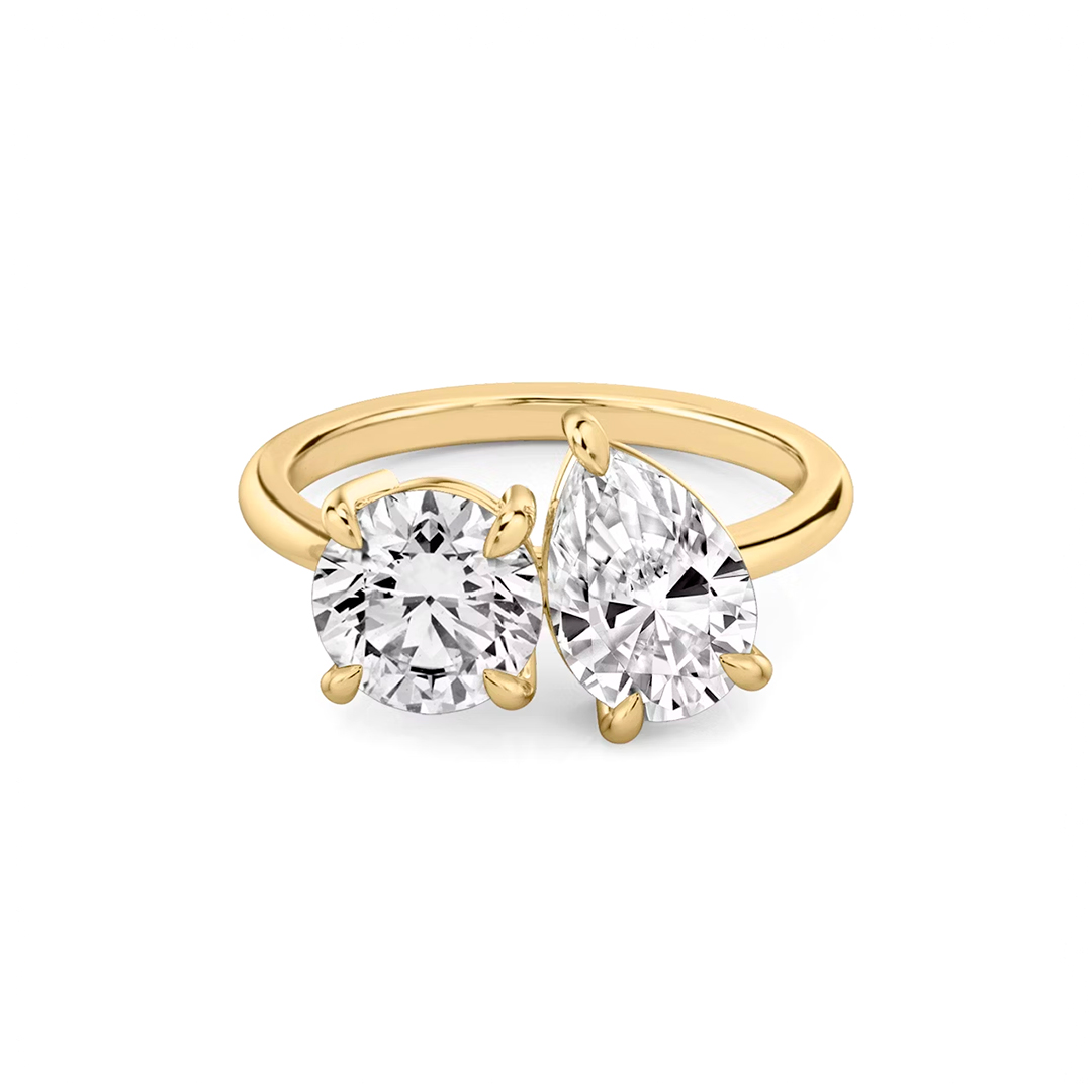 Toi Et Moi Emerald and Pear Moissanite Ring