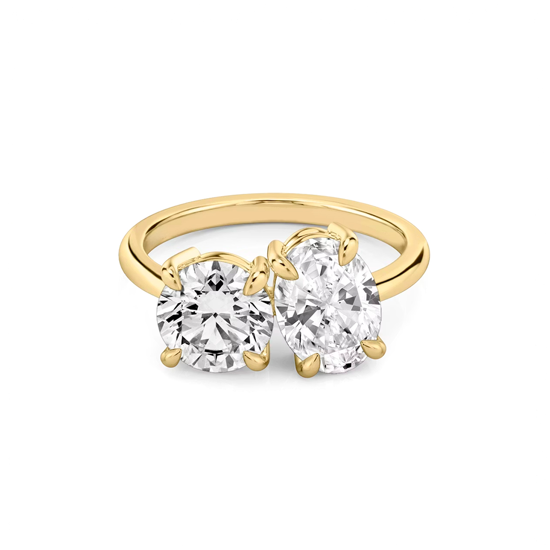 Toi Et Moi Emerald and Pear Moissanite Ring