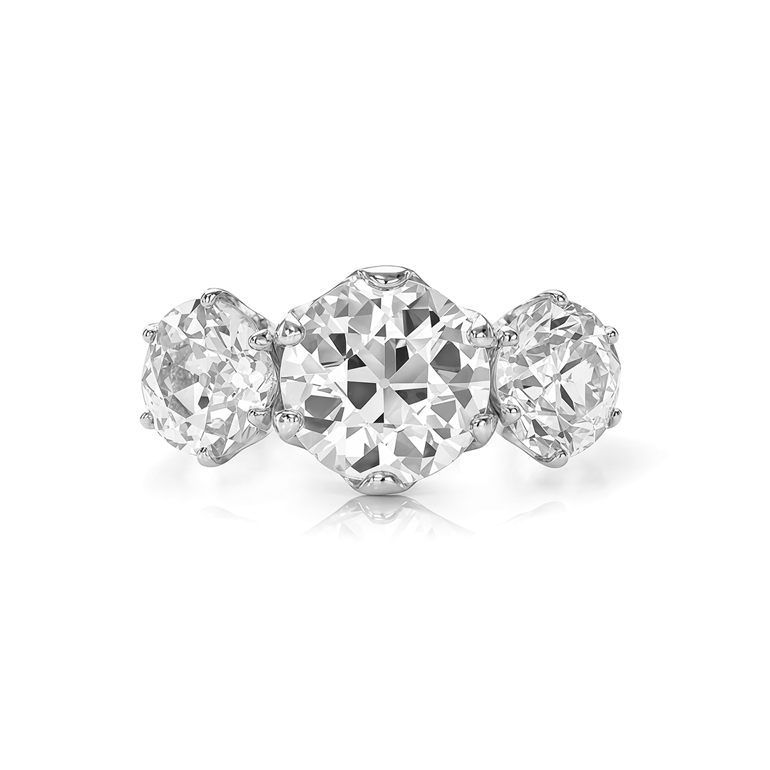 Luxury Three-Stone Moissanite Ring
