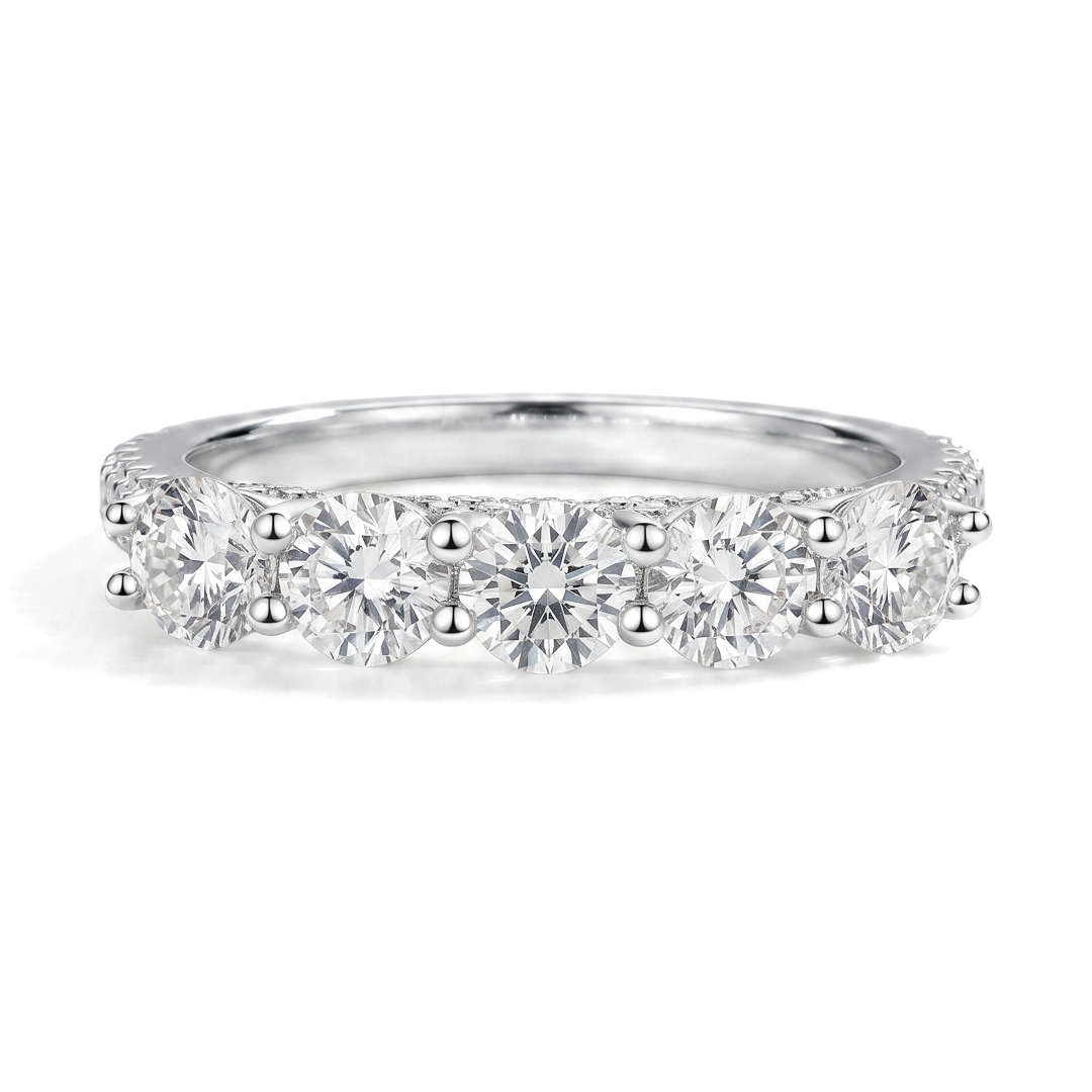 Five-Stone Round Pave Moissanite Ring