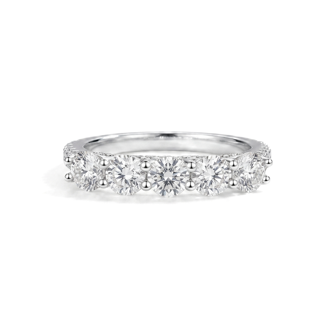 Five-Stone Round Pave Moissanite Ring