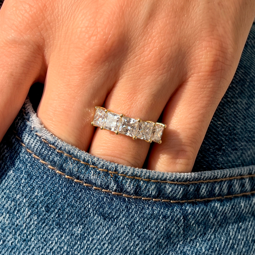 Five-Stone Princess Moissanite Ring