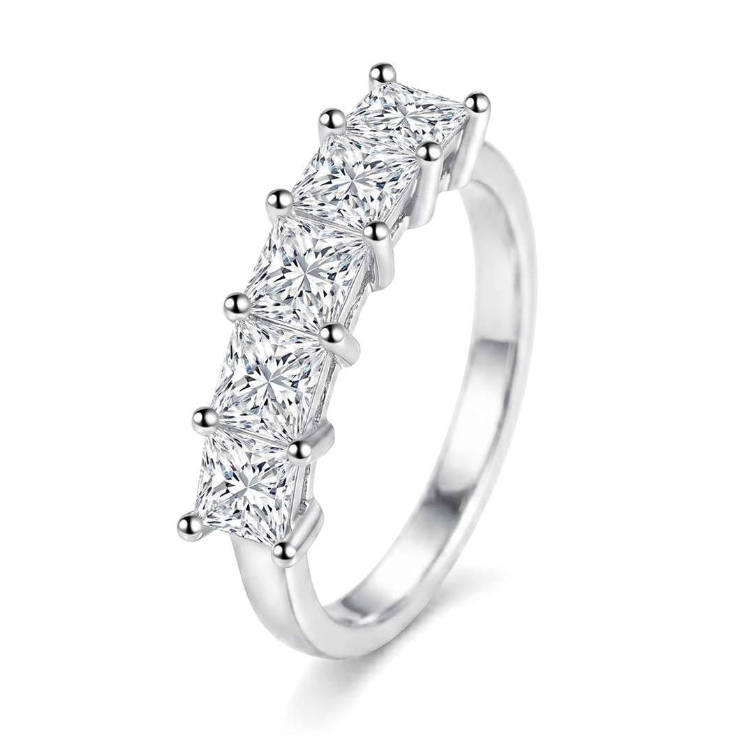 Five-Stone Princess Moissanite Ring