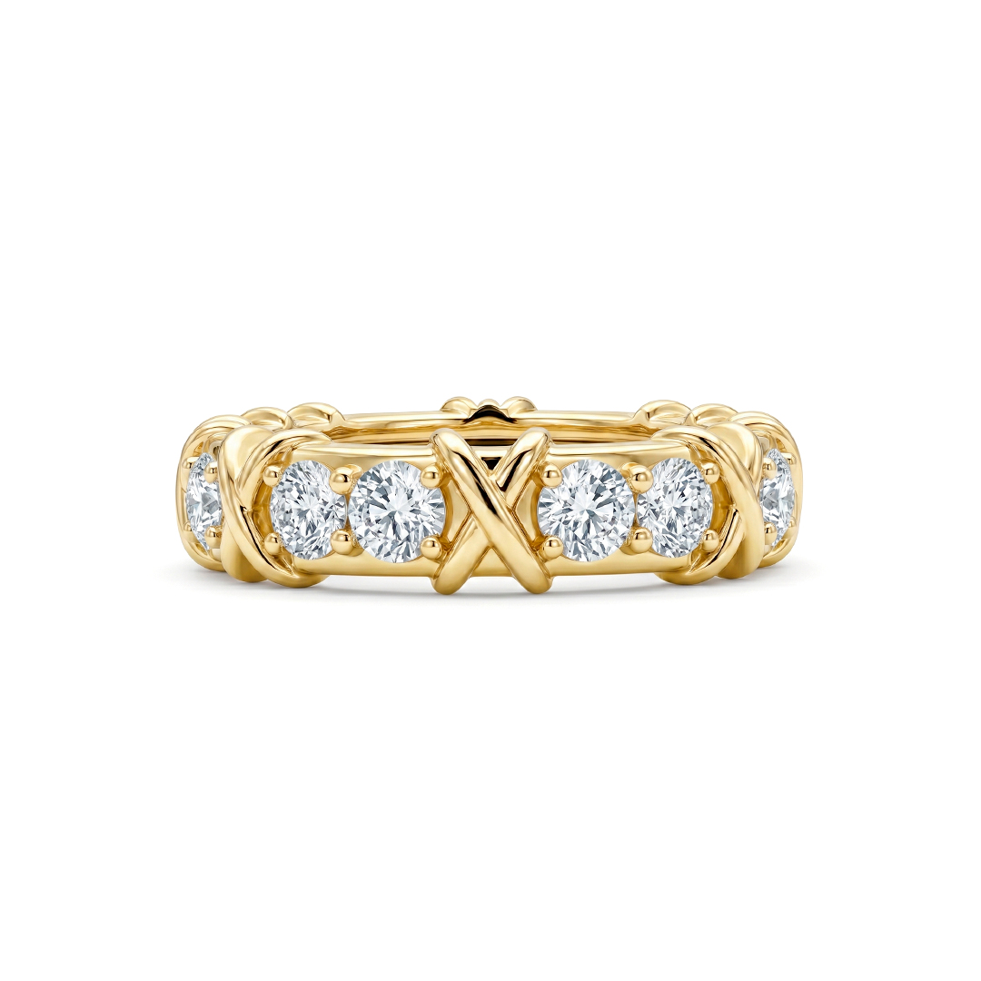 X Relief Moissanite Wedding Band