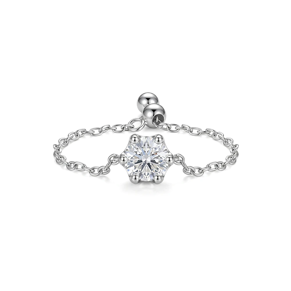 Adjustable Chain Moissanite Ring