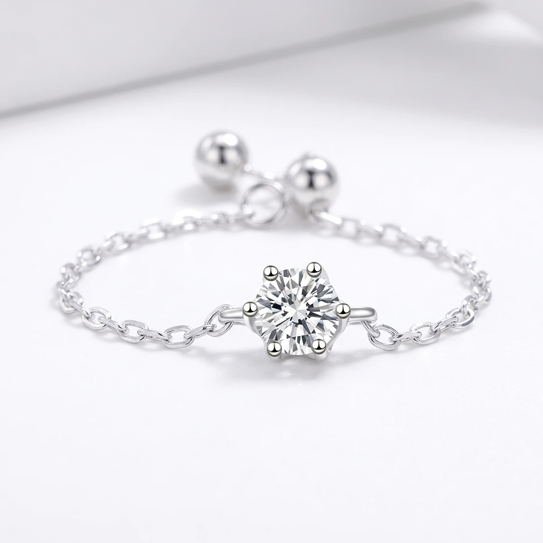 Adjustable Chain Moissanite Ring
