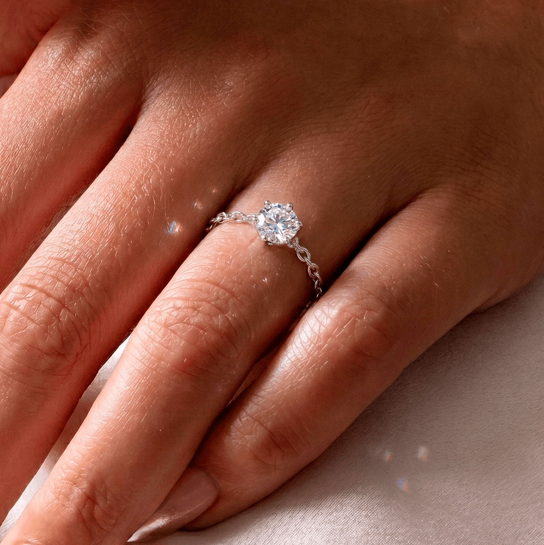 Adjustable Chain Moissanite Ring