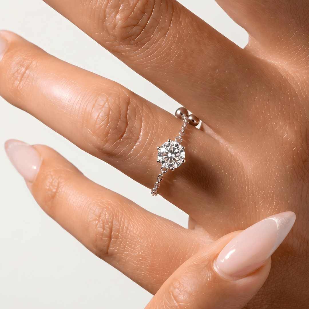 Adjustable Chain Moissanite Ring
