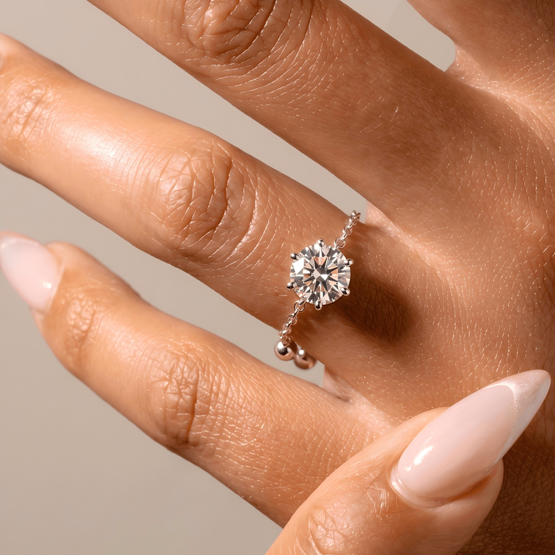 Adjustable Chain Moissanite Ring
