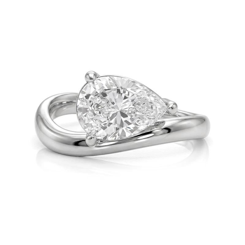 Curved Pear Moissanite Ring